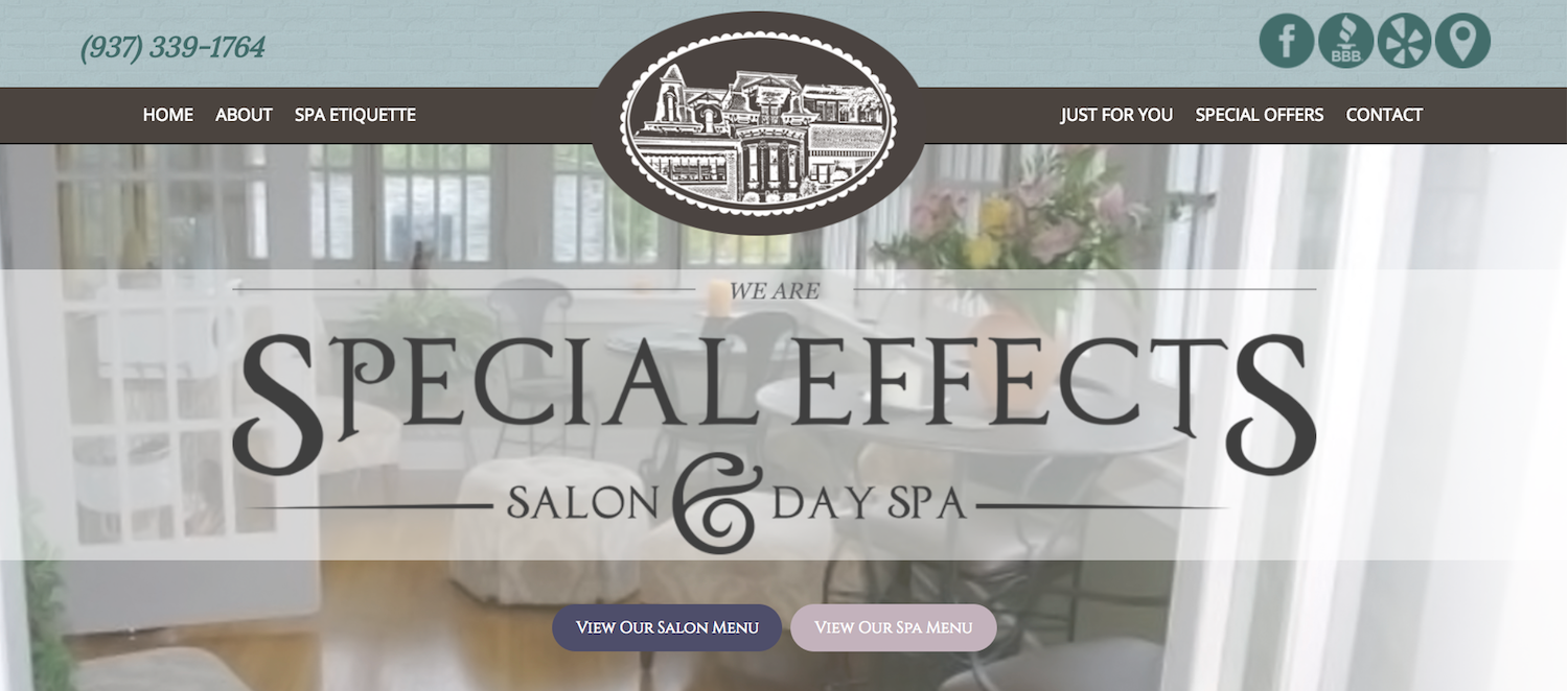 Special Effects Salon and Day Spa Website Image